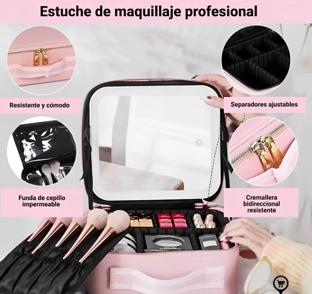 COSMETIQUERA CON ESPEJO LED