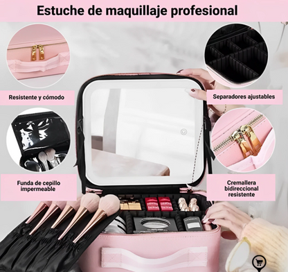 COSMETIQUERA CON ESPEJO LED